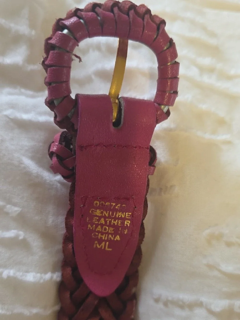 Woven Leather Waist Belt in Deep Pink
